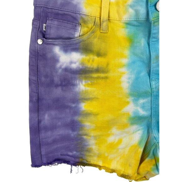 Judy Blue Snow Cone Tie-Dye High Rise Denim Shorts Womens Size Large - Picture 3 of 9